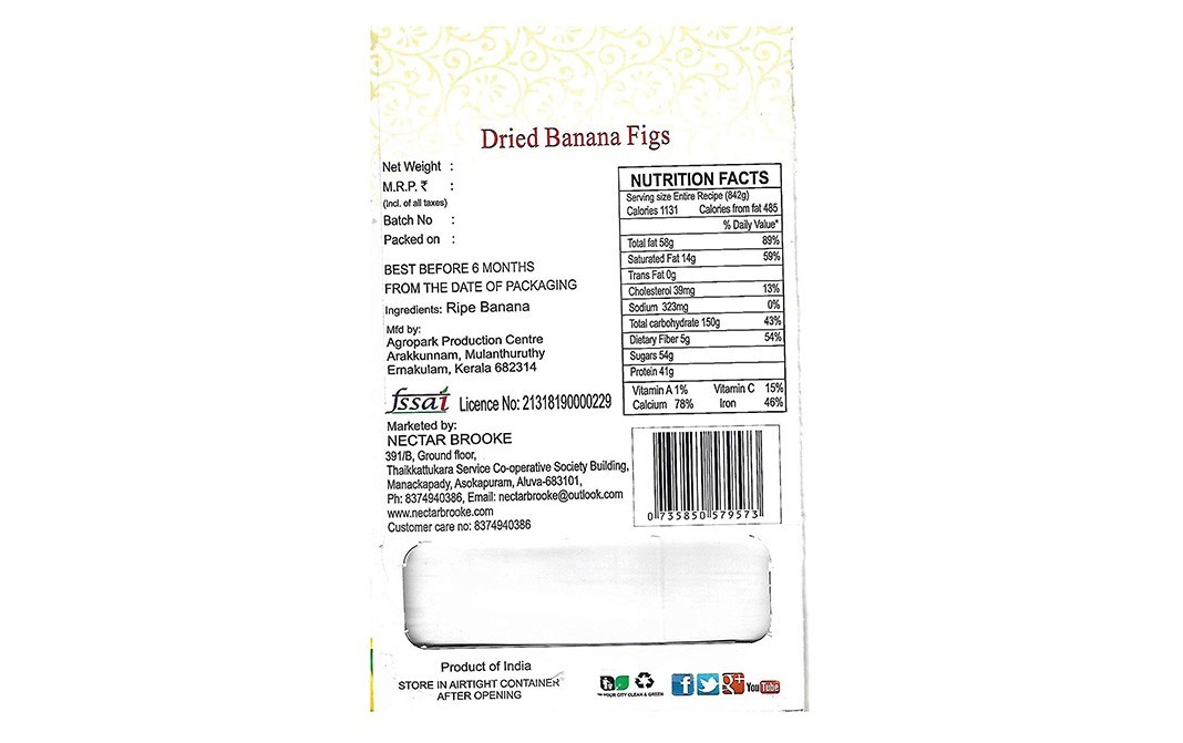 Nectar Brooke Banana, Dried Banana Figs   Pack  150 grams
